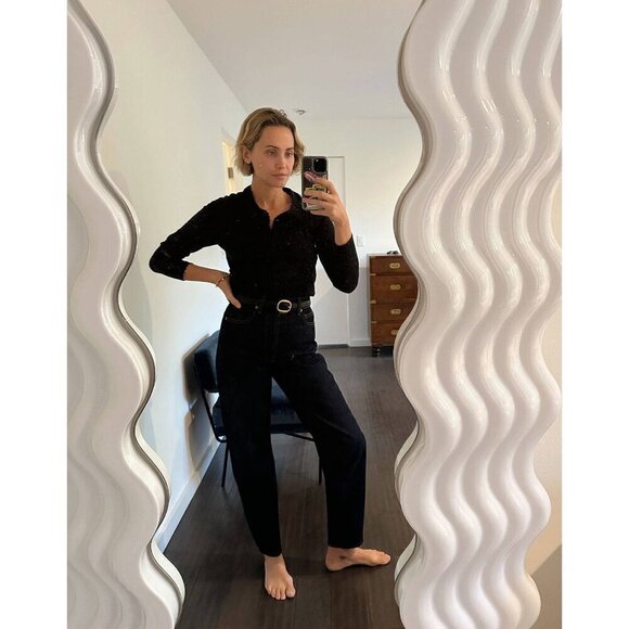 💕DOEN💕 Lady Jean ~ Ultra High Waisted Barrel Leg Rinse Wash Dark Blue 30 NWT - Picture 7 of 16